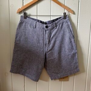 Banana Republic Factory Light Blue Aiden Fit Linen-Blend Flat Front Shorts